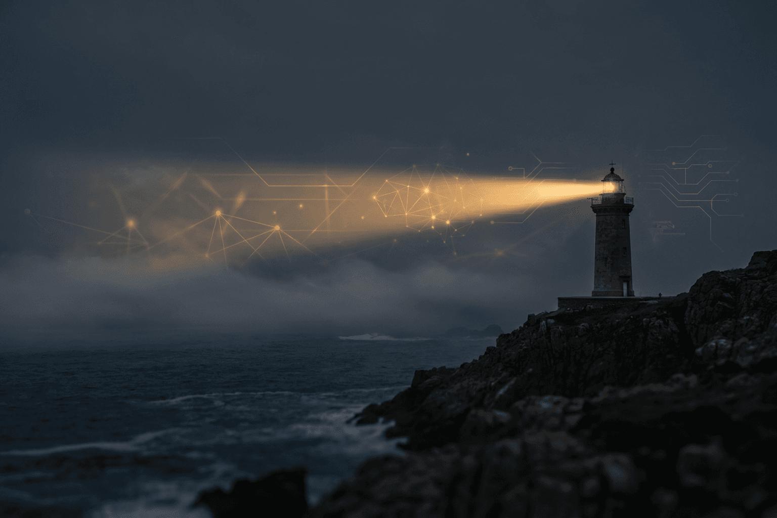 Lighthouse over a dark sea